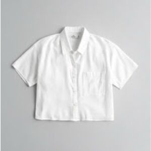 Oversized Linen Blend Short Sleeve Shirt